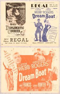 5o080 DREAM BOAT herald '52 Ginger Rogers was professor Clifton Webb's co-star in silent movies!