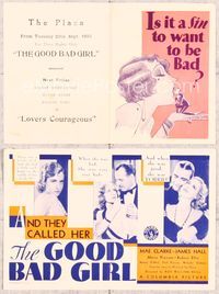 5o104 GOOD BAD GIRL herald '31 Mae Clarke, great art & tagline, is it a sin to want to be bad!
