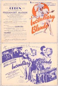 5o123 INCENDIARY BLONDE herald '45 art of super sexy showgirl Betty Hutton as Texas Guinan!