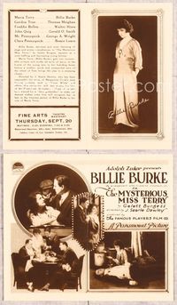 5o155 MYSTERIOUS MISS TERRY herald '17 beautiful Billie Burke in her first Paramount Picture!