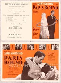 5o164 PARIS BOUND herald '29 Ann Harding & Fredric March solve their marriage problems!