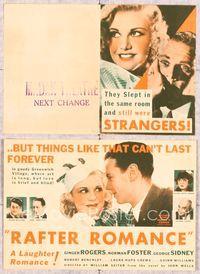 5o175 RAFTER ROMANCE herald '33 Foster & Ginger Rogers were strangers who slept in the same room!