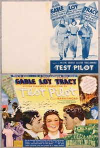 5o220 TEST PILOT herald '38 full-length Clark Gable, Myrna Loy & Spencer Tracy arm-in-arm!