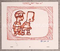 5o014 ORIGINAL SIMPSONS PENCIL DRAWING 10.5x12.5 sketch '90s Bart & Milhouse in television!