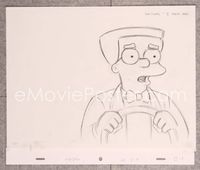 5o017 ORIGINAL SIMPSONS PENCIL DRAWING 10.5x12.5 sketch '90s close up of Smithers driving car!