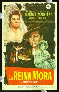 5o290 LA REINA MORA Spanish herald '55 art of Antonita Moreno & top stars by Jano!