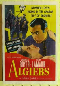 5p025 ALGIERS 1sh R53 Charles Boyer loves sexiest Hedy Lamarr, but he can't leave the Casbah!