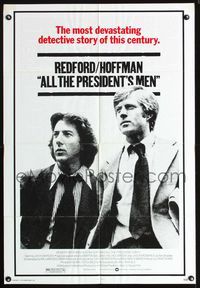 5p031 ALL THE PRESIDENT'S MEN 1sh '76 Dustin Hoffman & Robert Redford as Woodward & Bernstein!
