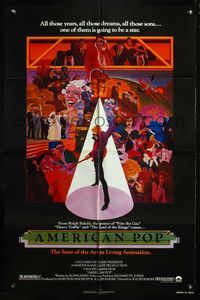 5p035 AMERICAN POP 1sh '81 cool rock & roll art by Wilson McClean & Ralph Bakshi!