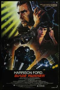 5p092 BLADE RUNNER 1sh '82 Ridley Scott sci-fi classic, art of Harrison Ford by John Alvin!