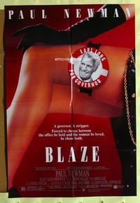 5p094 BLAZE 1sh '89 Ron Shelton directed, Paul Newman & Lolita Davidovich, sexy legs!