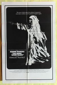 5p107 BRIDE WORE BLACK 1sh '68 Truffaut's La Mariee Etait en Noir, Jeanne Moreau, Ferracci art!