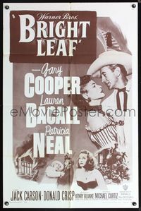 5p117 BRIGHT LEAF 1sh R57 great romantic close up of Gary Cooper & sexy Lauren Bacall!