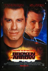 5p124 BROKEN ARROW DS Advance 1sh '96 John Travolta, Christian Slater, directed by John Woo!