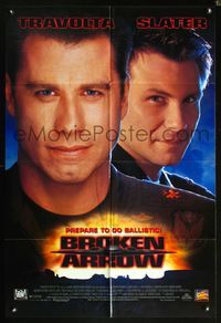 5p125 BROKEN ARROW video 1sh '96 John Travolta, Christian Slater, directed by John Woo!