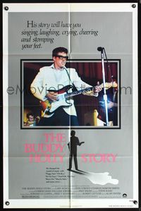 5p143 BUDDY HOLLY STORY style A 1sh '78 great image of Gary Busey performing on stage with guitar!