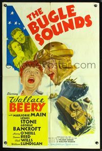 5p147 BUGLE SOUNDS style D 1sh '42 great art of military man Wallace Beery & Marjorie Main!