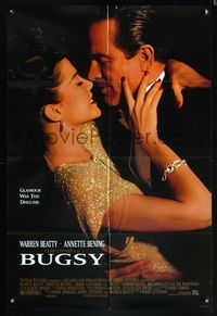5p150 BUGSY DS 1sh '91 close-up of Warren Beatty embracing Annette Bening!
