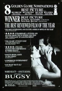 5p149 BUGSY awards 1sh '91 close-up of Warren Beatty embracing Annette Bening!