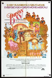 5p151 BUGSY MALONE 1sh '76 Jodie Foster, Scott Baio, cool art of juvenile gangsters by C. Moll!