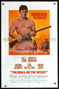 5p153 BULL OF THE WEST int'l 1sh '72 Winston art of shirtless Charles Bronson w/rifle!