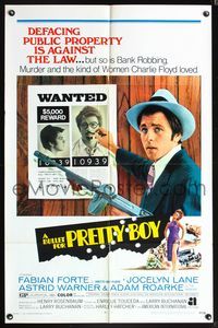 5p155 BULLET FOR PRETTY BOY 1sh '70 AIP noir, Fabian as Floyd w/tommy gun & wanted poster!