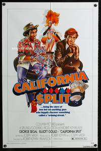 5p165 CALIFORNIA SPLIT 1sh '74 Robert Altman, George Segal & Elliott Gould as poker players!