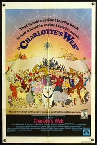 5p178 CHARLOTTE'S WEB 1sh '73 E.B. White's farm animal cartoon classic!