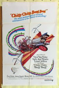 5p179 CHITTY CHITTY BANG BANG 1sh '69 Dick Van Dyke, Sally Ann Howes, artwork of wild flying car!