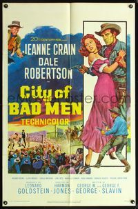 5p187 CITY OF BAD MEN 1sh '53 Jeanne Crain, Dale Robertson, Richard Boone, cowboys & boxing art