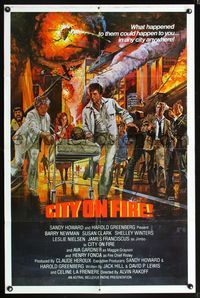 5p191 CITY ON FIRE int'l 1sh '79 Alvin Rakoff, Ava Gardner, Henry Fonda, cool John Solie fiery art!