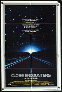 5p211 CLOSE ENCOUNTERS OF THE THIRD KIND silver border 1sh '77 Steven Spielberg sci-fi classic!