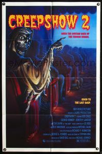 5p229 CREEPSHOW 2 1sh '87 Tom Savini, great Winters artwork of skeleton guy in theater!