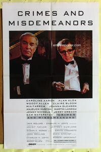 5p232 CRIMES & MISDEMEANORS style B 1sh '89 Woody Allen directs & stars w/Martin Landau!