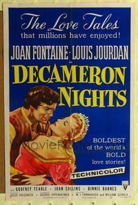 5p242 DECAMERON NIGHTS 1sh '53 Hugo Fregonese directed, Joan Fontaine & Louis Jourdan!