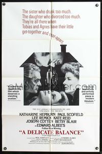 5p245 DELICATE BALANCE 1sh '74 Katharine Hepburn, Paul Scofield, Lee Remick!