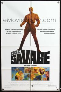 5p277 DOC SAVAGE 1sh '75 Ron Ely is The Man of Bronze, written by George Pal!
