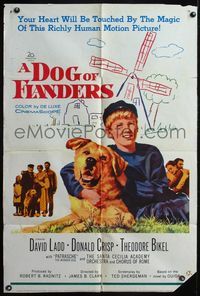 5p281 DOG OF FLANDERS 1sh '59 close up of David Ladd with his huge beloved dog!
