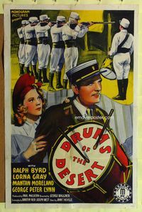5p295 DRUMS OF THE DESERT 1sh '40 stone litho of Ralph Byrd in the Foreign Legion!