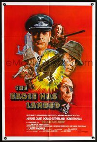 5p301 EAGLE HAS LANDED int'l 1sh '77 completely different art of Michael Caine in World War II!