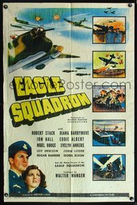 5p302 EAGLE SQUADRON style D 1sh '42 Robert Stack, Diana Barrymore, WWII!