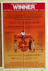 5p306 ENEMIES A LOVE STORY 1sh '89 Paul Mazursky, Anjelica Huston, Lena Olin