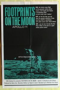 5p333 FOOTPRINTS ON THE MOON 1sh '69 the real story of the Apollo 11, cool image of moon landing!