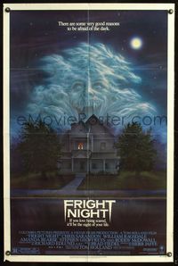 5p341 FRIGHT NIGHT 1sh '85 great ghost horror image, a good reason to be afraid of the dark!