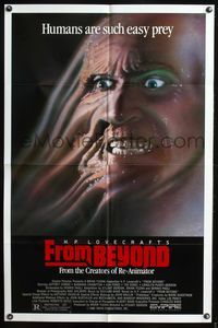 5p342 FROM BEYOND 1sh '86 H.P. Lovecraft, wild sci-fi horror image, humans are such easy prey!
