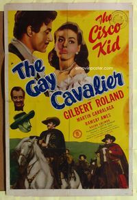 5p352 GAY CAVALIER 1sh '46 Gilbert Roland as The Cisco Kid romances sexy girl!