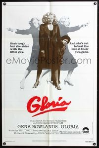 5p360 GLORIA 1sh '80 John Cassavetes, three images of Gena Rowlands with gun!