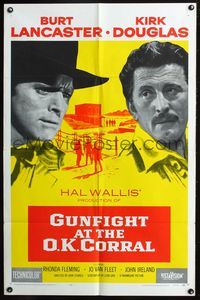 5p392 GUNFIGHT AT THE O.K. CORRAL 1sh '57 Burt Lancaster, Kirk Douglas, directed by John Sturges!