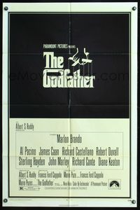 5p362 GODFATHER 1sh '72 Marlon Brando & Al Pacino in Francis Ford Coppola crime classic!