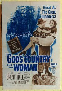 5p363 GOD'S COUNTRY & THE WOMAN 1sh R48 George Brent, from the James Oliver Curwood novel!